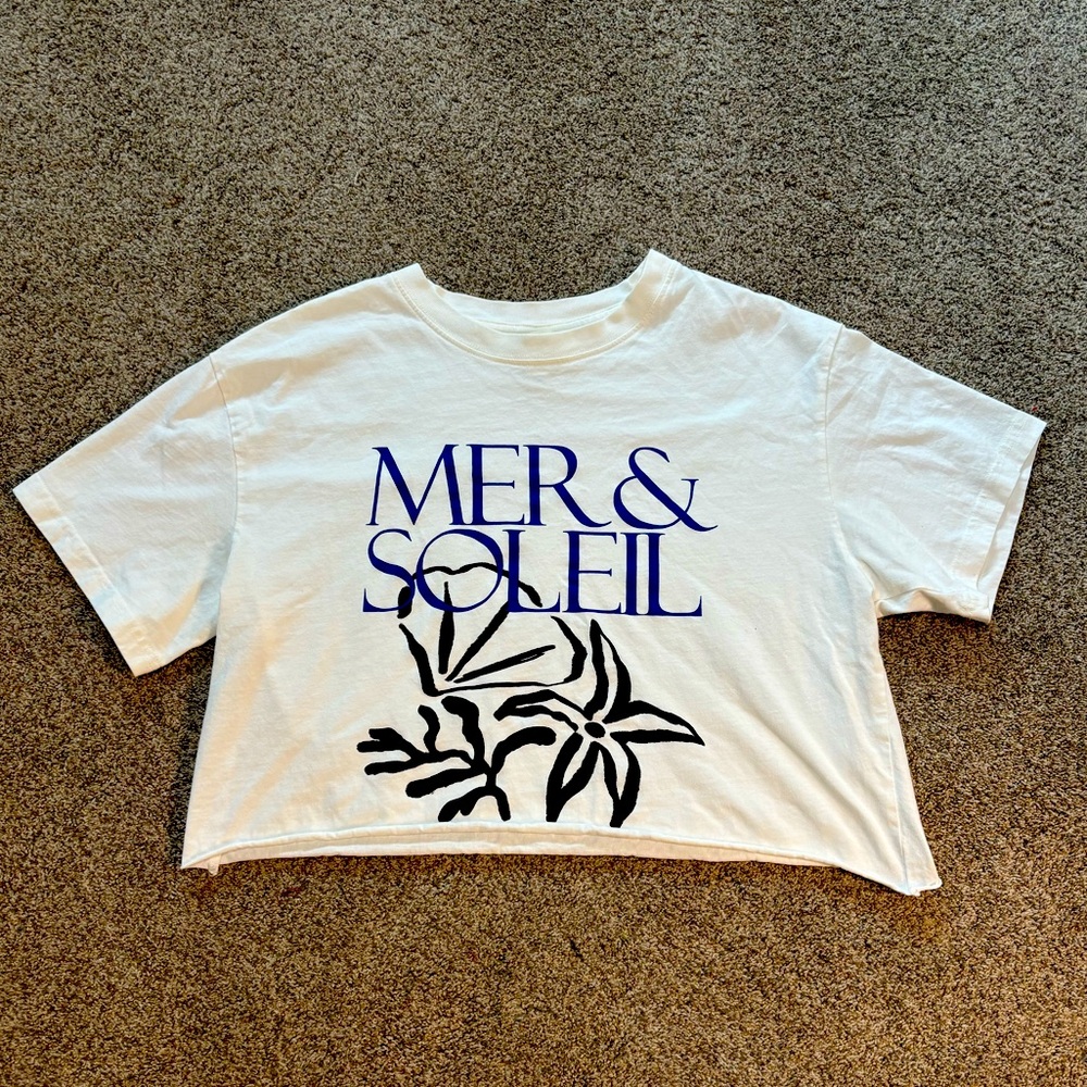 Cropped loose white T-shirt With Print Size small